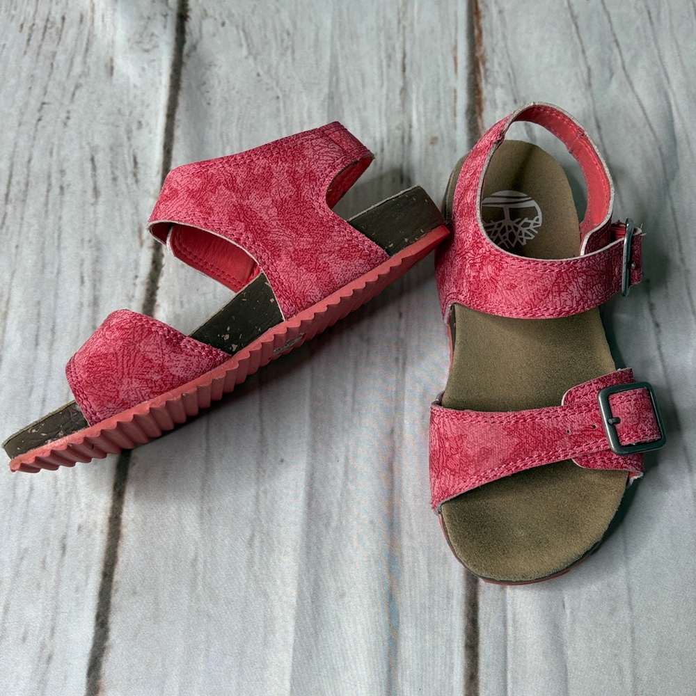 TIMBERLAND Sandals With Double Buckle Straps Coral Color Girls’ Size 13